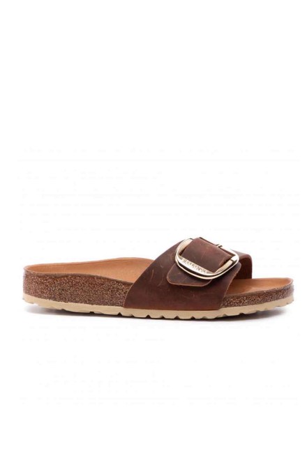 Sandals Leather Madrid Big Buckle Narrow 1006525 cognac