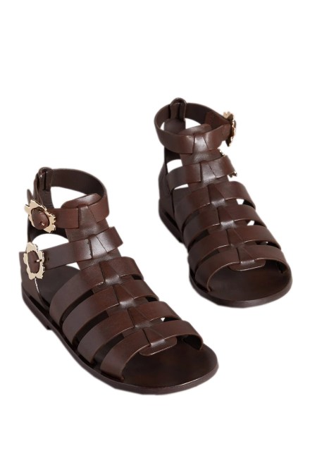 Σανδαλια Graycey Leather Flat Gladiator Sandal 260603 dk-brown