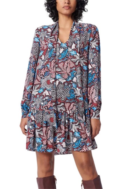 Dress Dvf Akila Dress DVFDL3Q028FLPWP B2362 floral patch wine pink