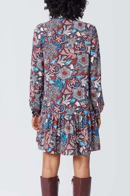 Dress Dvf Akila Dress DVFDL3Q028FLPWP B2362 floral patch wine pink