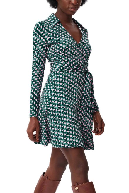 Dress Dvf Demetria Wrap Dress DVFDW3Q004DGLVR B2347 dot geo lavender