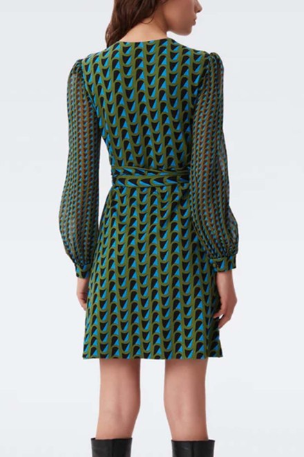 Dress Dvf Gala Dress DVFDW3Q018WVGMK B2398 wave geo l/mid khaki
