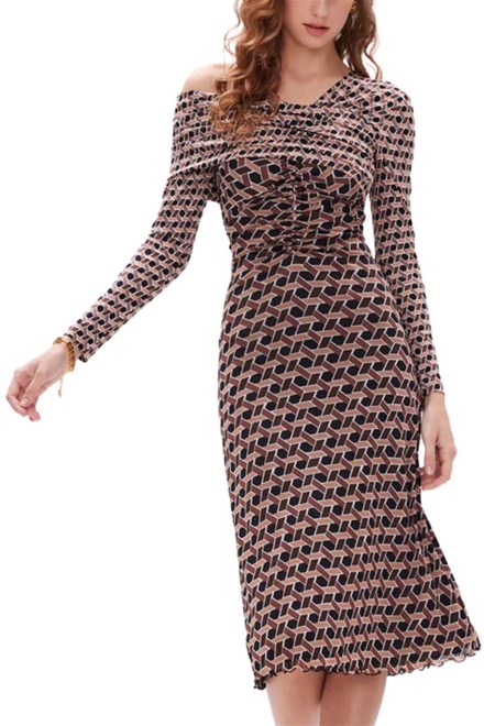 Dress Leia DVFDL3R018WGLMC C59 wave geo lg camel/med camel