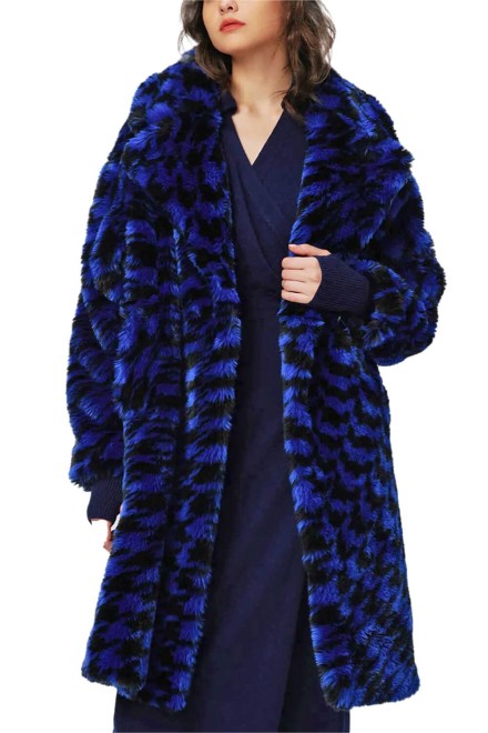 Fur coat Arwen DVFNF3S002HSRBU C7580 houndstooth royal blue