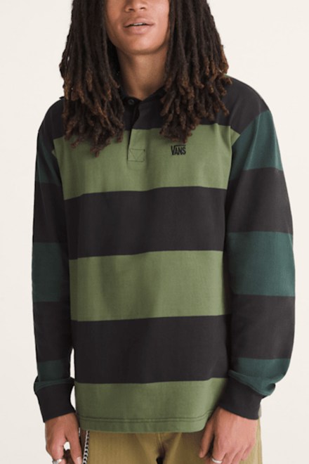 Polo 2-Tone Stripe Ward VN00103DHU4 black/green bal