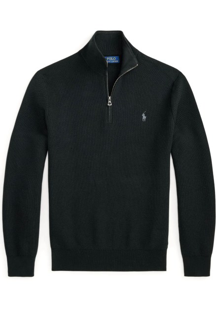 Πουλοβερ 32/2 Cotton-Half Zip 710B18060008 001 black