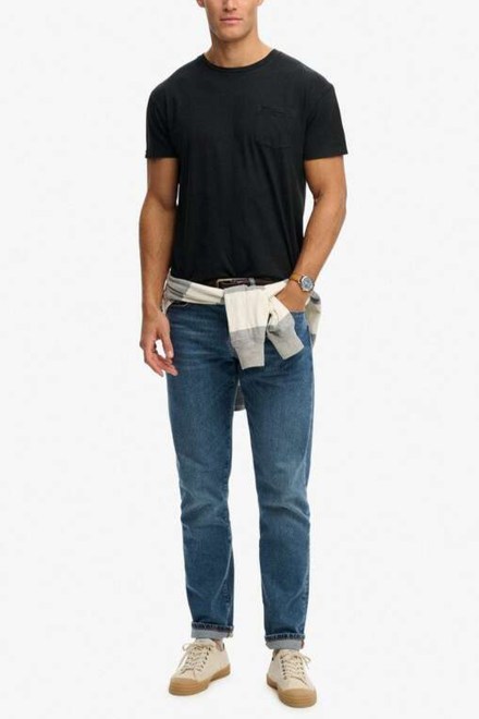 T-Shirt D1 Cotton Classic Linen Pkt M1012371A 12a jet black