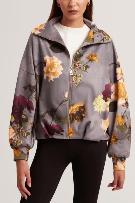 Jacket Elvae Floral Printed Scuba 285678 dk-grey