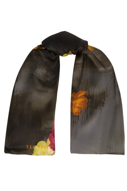 Scarf Neeah Floral Printed Silk Long 285597 black