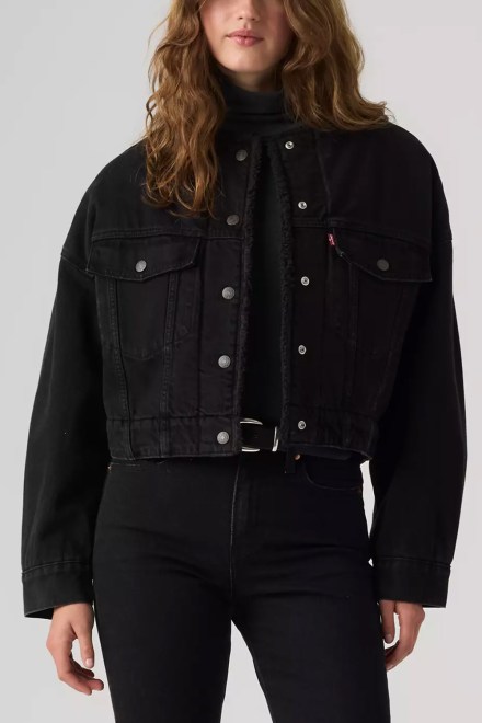 Jacket Collarless Crop Sherpa Trucker 0088Z0001 slight night psk