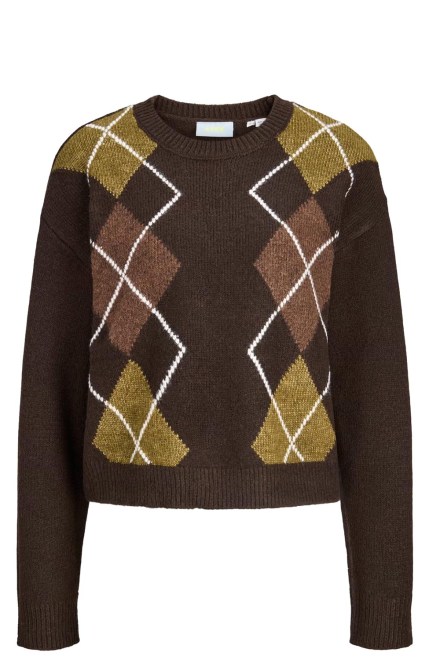 Pullover Jxharvi Neck 12281930 19-0712 TCX demitasse