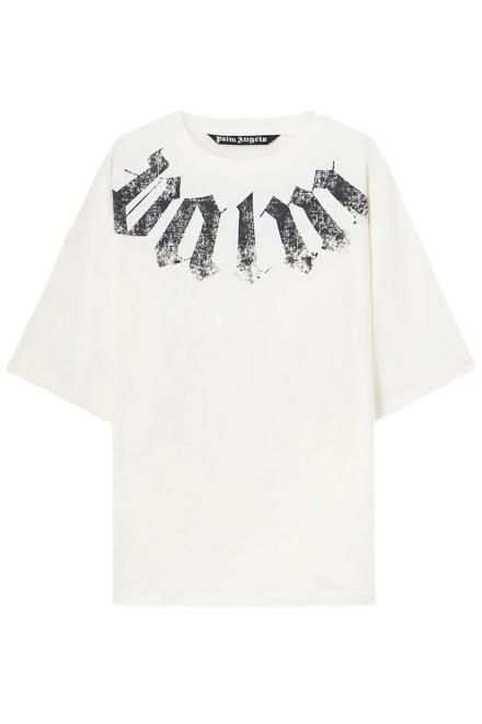 T-Shirt Big Neck Logo Loose PAMAA003JR001-0310 off white-black