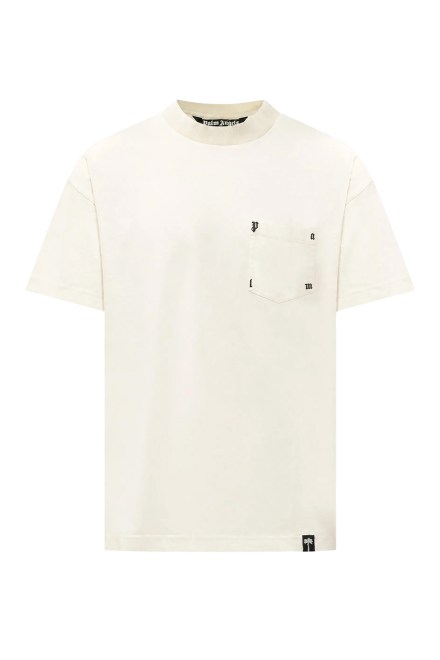 T-Shirt Palm Rib Regular PAMAA008JR001-0305 off white-light grey