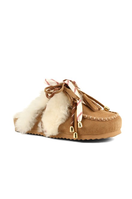 Slippers Furry Sabot Real Sheepskin COC.HC.SHSLOFI04 tan