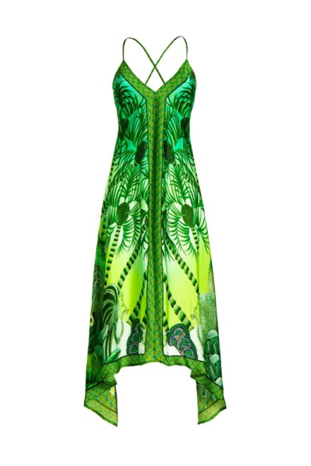 Dress Foulard Dress Palm Paradise Print PC132A-005 green