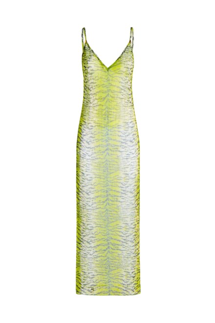 Dress Long Shoulder Dress Tiger Print PC211A-025 lime