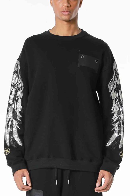 Φουτερ Wings Sequins MW093060851 BL-WH black