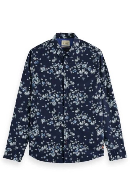 Πουκαμισο Slim-Fit Printed Poplin Shirt 171623 SC5719 blue fireworks