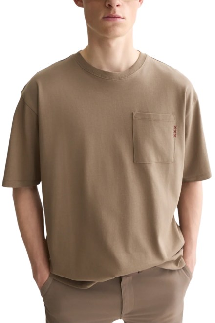 T-Shirt 3 Crosses Chest Pocket Loose Fit 184410 210 walnut