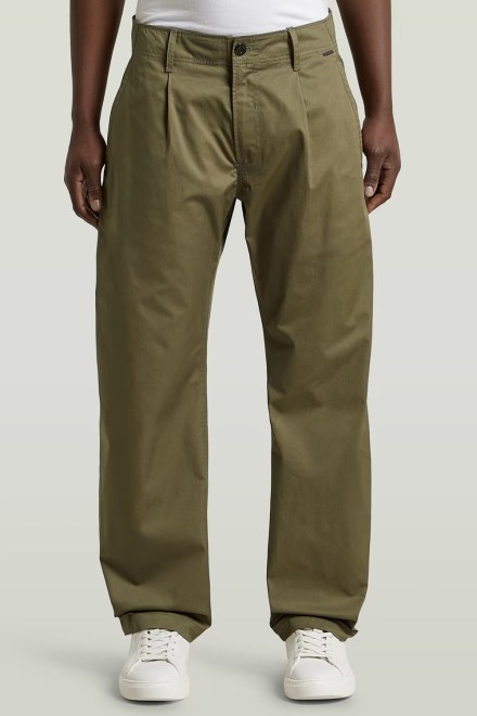 Παντελονι Pleated Loose Tapered Chino D28353-E077-H685 dark khaki