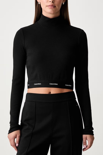 Top 2X2 Baby Rib Crop Logo Tnec LV047H240G UB1 black