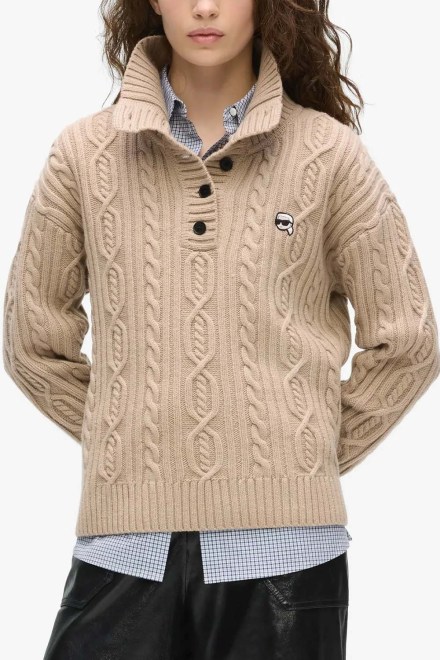 Πλεκτο Ikon Cable Knit Polo B4W18012 198 humus